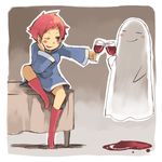  alcohol artist_request boots drink ghost glass kumatora lowres mother_(game) mother_3 pink_hair short_hair solo tomboy wine 