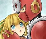  1girl bad_id bad_pixiv_id blonde_hair blue_eyes korropan metalman open_mouth ribbon rockman rockman_(classic) roll 