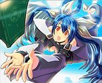  blue_hair book dizzy guilty_gear official_art red_eyes solo tail wings 