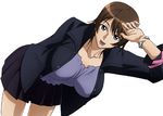  breasts brown_hair goridou large_breasts open_mouth short_hair skirt solo tsuzuki_shiori witchblade 
