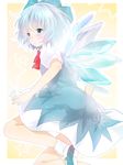  bad_id bad_pixiv_id blue_eyes blue_hair bow cirno hair_bow short_hair solo touhou wings yatomi 