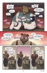  absurd_res aldrich_haynes_(thepurp) anthro apron belly blake_(thepurp) blush bodily_fluids butt butt_grab canid canine canis claws clothed clothing comic dialogue dobermann domestic_dog embarrassed felid finn_(thepurp) fully_clothed group hand_on_butt hi_res lagomorph leporid lion male male/male mammal mane marcus_(thepurp) mature_male pantherine paws petting pinscher rabbit sound_effects speech_bubble suid suine sus_(pig) suspenders sweat thepurp topwear vest wild_boar 