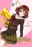  bad_id bad_pixiv_id brown_eyes brown_hair euphonium hibike!_euphonium highres instrument kanau neckerchief oumae_kumiko red_neckwear school_uniform short_hair smile solo 