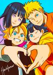  2girls absurdres black_hair blonde_hair blue_eyes boruto:_naruto_the_movie facial_mark family father_and_daughter father_and_son harihtaroon heart heart_hands heart_hands_duo highres husband_and_wife hyuuga_hinata long_hair mother_and_daughter mother_and_son multiple_boys multiple_girls naruto naruto_(series) one_eye_closed purple_eyes short_hair uzumaki_boruto uzumaki_himawari uzumaki_naruto 