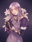  caster fate/stay_night fate_(series) flower haruhikohiko lily_(flower) pointy_ears purple_eyes purple_hair snake solo 