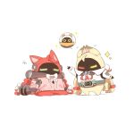  alice_thymefield animal_ears bangboo_(zenless_zone_zero) black_sailor_collar blonde_hair bow bowtie closed_eyes collared_shirt commentary_request full_body hair_bow long_hair long_sleeves low_twintails no_humans pink_sweater rabbit_ears rebecca_(keinelove) red_hair sailor_collar shirt sitting standing sweater twintails ukinami_yuzuha white_bow white_bowtie white_shirt zenless_zone_zero 