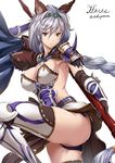  animal_ears armor ass braid breasts cat_ears erune gloves granblue_fantasy heles large_breasts leg_up legs long_hair sakiyamama shoulder_pads silver_hair solo thighhighs thighs 