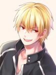  absurdres blonde_hair fang fate/stay_night fate_(series) gilgamesh ha84no highres male_focus red_eyes solo 