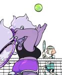  alternate_costume amethyst_(steven_universe) ball breasts colored_skin discount-supervillain long_hair multiple_girls pearl_(species)_(steven_universe) pearl_(steven_universe) plump purple_skin racket short_shorts shorts shortstack sports_bra sportswear steven_universe tennis tennis_ball tennis_racket tennis_uniform toon_(style) 