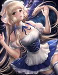 banned_artist bare_shoulders blonde_hair chii chobits detached_sleeves dress hair_tubes highres long_hair puffy_detached_sleeves puffy_sleeves robot_ears sakimichan solo underbust very_long_hair 