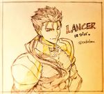  colored_pencil_(medium) fate/stay_night fate_(series) lancer male_focus solo takeluuu traditional_media 