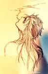 cigarette colored_pencil_(medium) fate/stay_night fate_(series) hair_down lancer long_hair male_focus smoking solo takeluuu traditional_media 