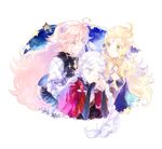  blonde_hair braid circlet eponine_(fire_emblem_if) fire_emblem fire_emblem_if gloves grey_hair hairband kuzumosu long_hair multiple_girls ophelia_(fire_emblem_if) pink_hair soleil_(fire_emblem_if) star 