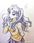  bad_id bad_pixiv_id fate/stay_night fate_(series) graphite_(medium) solo takeluuu toosaka_rin traditional_media two_side_up 