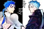  armor blue_hair dark_persona dual_persona fate/stay_night fate_(series) lancer light_persona male_focus multiple_boys o-rui red_eyes typo 