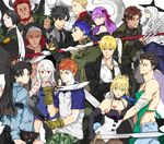  6+boys archer artoria_pendragon_(all) bad_id bad_pixiv_id black_keys caren_hortensia costume emiya_kiritsugu emiya_shirou fate/hollow_ataraxia fate/stay_night fate/zero fate_(series) gae_bolg gilgamesh gloves illyasviel_von_einzbern kanshou_&amp;_bakuya kayneth_el-melloi_archibald kotomine_kirei lancelot_(smalock) lancer lancer_(fate/zero) matou_sakura multiple_boys multiple_girls rider_(fate/zero) saber sword toosaka_rin volumen_hydragyrum waver_velvet weapon 