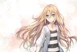 aqua_eyes blonde_hair hanakeda_(hanada_shiwo) long_hair rachel_gardner satsuriku_no_tenshi shirt shorts solo striped striped_shirt 