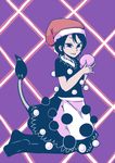  blob blue_hair doremy_sweet dream_soul dress hat jiru_(jirufun) nightcap open_mouth pom_pom_(clothes) shirt short_hair skirt smile solo tail tapir_tail touhou 