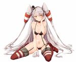  amatsukaze_(kantai_collection) bad_anatomy bad_hands bikini brown_eyes gloves hairband highres kantai_collection long_hair najuco_(naju0517) silver_hair solo swimsuit two_side_up very_long_hair 