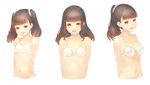  :d arms_behind_back bad_id bad_pixiv_id black_hair bra breasts brown_eyes brown_hair cleavage cropped_torso hair_ornament hair_scrunchie happy highres kuro_mochi long_hair looking_at_viewer medium_breasts medium_hair multiple_girls navel open_mouth original ponytail scrunchie simple_background small_breasts smile sports_bra training_bra twintails underwear underwear_only white_background white_bra 