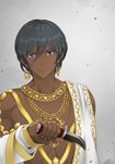  arjuna_(fate/grand_order) bad_id bad_pixiv_id black_eyes black_hair dagger dark_skin dark_skinned_male earrings fate/grand_order fate_(series) heimieyang highres jewelry male_focus necklace solo weapon 