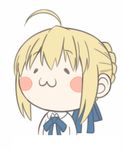  :3 ahoge artoria_pendragon_(all) big_head blush chibi commentary_request fate/grand_order fate/stay_night fate_(series) hair_ribbon ribbon saber short_hair simple_background solo tsukumo white_background 
