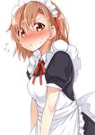  alternate_costume apron blush brown_eyes brown_hair enmaided maid maid_apron maid_headdress misaka_mikoto mukunoki_nanatsu solo sweatdrop to_aru_majutsu_no_index 