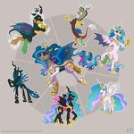  2015 changeling discord_(mlp) draconequus equine female friendship_is_magic fusion hexafusion holes horn karol_pawlinski male mammal my_little_pony princess_celestia_(mlp) queen_chrysalis_(mlp) shrug winged_unicorn wings 