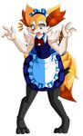  2015 absurd_res alpha_channel anthro braixen canine clothing female fox fur hi_res inner_ear_fluff kurus22 kurus37 maid maid_uniform mammal nintendo open_mouth orange_eyes pok&eacute;mon simple_background solo stick surprise uniform video_games 