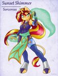  2015 ambris anthro anthrofied clothing cyan_eyes equestria_girls equine eyelashes female hair horn long_hair magic mammal multicolored_hair my_little_pony solo sunset_shimmer_(eg) two_tone_hair unicorn 