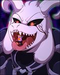  2015 anthro asriel_dreemurr black_sclera caprine clothing duo frisk fur goat hair horn human incredibleediblecalico long_ears male mammal monster open_mouth oral_vore protagonist_(undertale) red_eyes saliva simple_background soft_vore teeth tongue tongue_out undertale video_games vore white_fur 