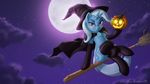  16:9 2015 brian_mcpherson broom clothing cloud cutie_mark elbow_gloves equine female friendship_is_magic full_moon gloves hair half-closed_eyes halloween hat holding holidays horn jack_o&#039;_lantern legwear looking_at_viewer mammal moon my_little_pony outside pumpkin sitting solo thigh_highs trixie_(mlp) unicorn wallpaper witch_hat 