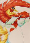  025aki anthro anthrofied avian beak bird breasts female ho-oh legendary_pok&eacute;mon nintendo pok&eacute;mon red_eyes solo video_games wings 