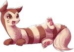  anus female feral ferret furret hindpaw lying mammal mcsadat mustelid nintendo on_side open_mouth pawpads paws pok&eacute;mon presenting presenting_pussy pussy simple_background smile solo somnamg spread_legs spreading stripes teeth tongue video_games white_background 