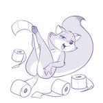  anthro bedroom_eyes black_and_white butt canine convenient_censorship female fluffy_tail fox foxy foxy_asso fur half-closed half-closed_eyes lonbluewolf mammal mascot monochrome one_eye_closed open_mouth sketch solo toilet_paper tongue wink 