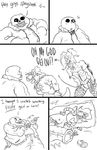  2015 alphys comic crocs eyewear female female/female glasses havesomemoore humor monochrome sans_(undertale) screaming text undertale undyne video_games 