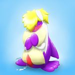  blonde_hair blush cum cumshot erection eyes_closed fan_character feral hair latios legendary_pok&eacute;mon male nintendo orgasm penis pillow pok&eacute;mon precum purple_skin spongepierre streetdragon95 video_games 