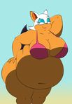  americananomaly_(artist) anthro bat belly big_belly big_breasts bikini breasts chubby clothing female fur hair huge_breasts mammal morbidly_obese overweight rouge_the_bat solo sonic_(series) swimsuit white_hair yellow_skin 