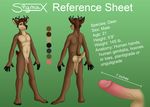  2011 5_fingers anthro antlers balls brown_fur butt cervine deer disembodied_penis english_text erection flaccid front_view fur green_background horn humanoid_penis male mammal model_sheet nude penis rear_view sigma_(character) sigma_x simple_background smile solo text 