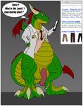  ajder balls belly bottomless chubby clothed clothing dracorex dragon google half-dressed horn lab_coat male necktie penis rangarig_rex red_eyes solo tagme thought_bubble tiny_wings 