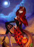  2015 anthro arthropod blue_eyes breasts butt claws clothing costume eyewear female fur glasses hair halloween holidays insect invalid_tag ladybug looking_at_viewer mammal marten mustelid night sexy_pose shade_the_wolf smile solo 