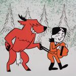 1:1 american_mythology antlers black_hair blush blush_lines bodily_fluids body_hair boots bottomwear breeches chest_hair clothed clothing clothing_pull concern duo ears_outwards embarrassed erection erection_under_clothing erection_under_loincloth footwear forest grass hair hair_over_eye hair_over_eyes hairy hat headgear headwear hi_res hooves horn human humanoid hunched_over hunching indigenous_north_american_mythology jockstrap jockstrap_pull jodhpurs loincloth loincloth_only long_hair male male/male mammal mostly_nude mythology native_american nature necktie nipples north_american_mythology park park_ranger pivoted_ears plant restricted_palette retro sharp_teeth shoes short_tail shrub shy size_difference smile smirk smirking_at_another sweat sweatdrop tail taur teeth toony topless tree underwear underwear_pull uniform vickydanne walking_away wendigo worried worried_look