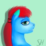 bedroom_eyes equine female friendship_is_magic grin hair half-closed_eyes horse looking_at_viewer mammal my_little_pony pony portrait red_hair safe shaky-heart simple_background smile solo 
