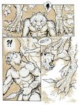  abs anthro armband chris_sawyer clothing comic dinosaur fangs feline feral hunter hunting loincloth mammal prey_for_me_(comic) raptor saber-toothed_cat scalie toned 
