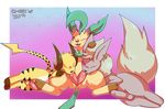  2015 animal_genitalia c1-11131 chibi_leafeon cum eeveelution erection fellatio feral flareon fur group group_sex hemipenes leafeon male male/male multi_penis nintendo oral penis pok&eacute;mon raichu sex skittles_(character) threesome verdilacs video_games 