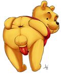  anus aogami balls bear bottomless clothed clothing disney erection half-dressed male mammal penis pooh_bear solo spreading winnie_the_pooh_(franchise) 