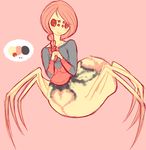  arachnid arthropod blush blush_stickers bottomless extra_eyes female hair hunniebuzz long_hair looking_at_viewer monster_girl multiple_eyes multiple_legs pink_hair ponytail red_eyes simple_background single_braid smile solo spider spider_girl sweater 