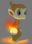  ambiguous_gender back big_butt butt chimchar fire grey_eyes looking_at_viewer mammal monkey monkeybutt nintendo nude pok&eacute;mon primate simple_background solo standing video_games young 