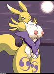  big_breasts breasts canine digimon droll3 fox fur huge_breasts looking_at_viewer mammal night nipples nude one_eye_closed renamon smile solo tongue tongue_out white_fur yellow_fur 