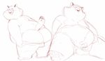  anonymous_artist benjamin_clawhauser butt cheetah chubby clothing disney feline looking_back male mammal monochrome penis presenting presenting_hindquarters simple_background sketch thick_thighs undressing white_background zootopia 